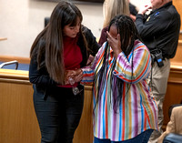 The mother of Jeremiah Bonds is helped back to her seat  Monday, Nov. 4, 2024, in Hall County Superior Court, after speaking during sentencing of Deon Ellison. On Friday night, a jury found Ellison, 2